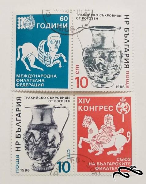 ۴ تمبر ارزشمند ۱۹۸۶ کنگره فیلاتلی بلغارستان (۹۹)۲+F
