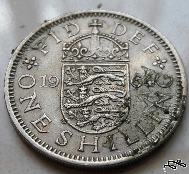 سکه 1شلینگ ملکه الیزابت انگلیس سال 1964