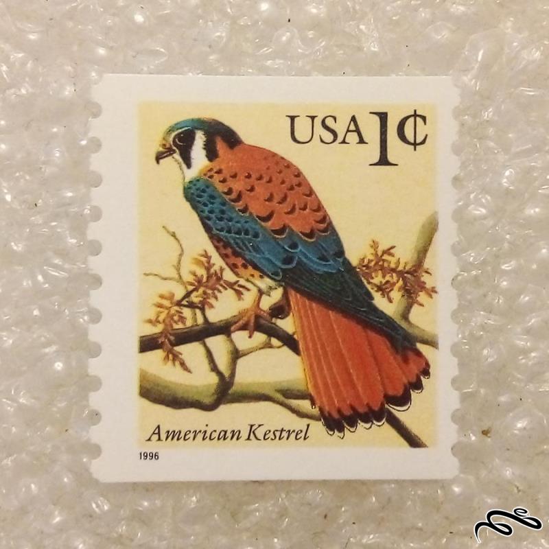 تمبر باارزش امریکا 1 سنت 1996 پرنده 2 طرف بیدندانه (92)8