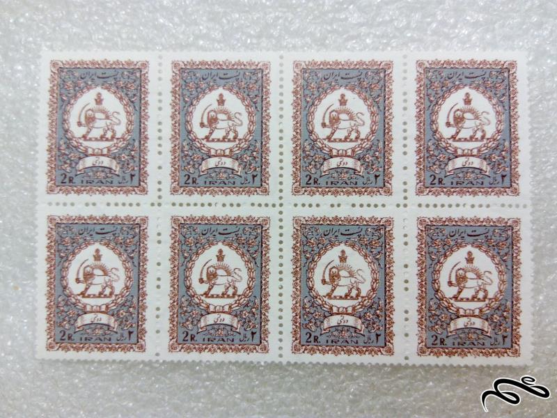 2 بلوک تمبر زیبای 2 ریال دولتی پهلوی.شیروخورشید (32)+ F