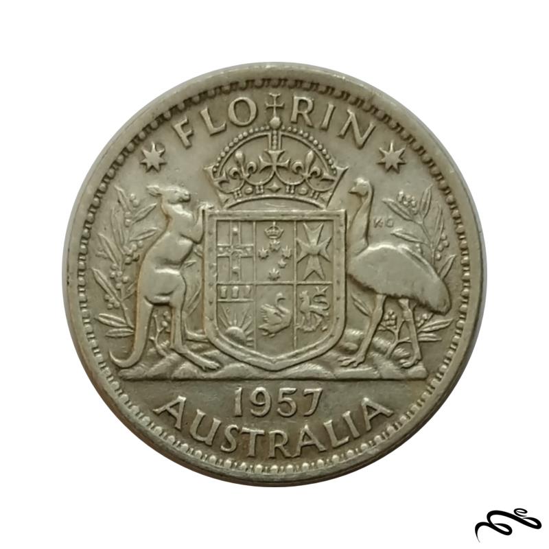 سکه نقره یک فلورین استرالیا 1957
