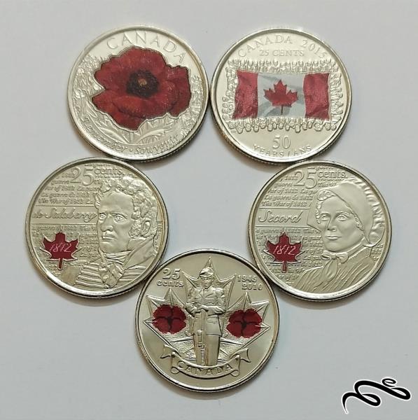 سکه های کوارتر دلار رنگی یادبودی کانادا