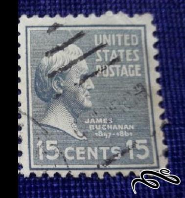 تمبر باارزش قدیمی و کلاسیک 15 سنت امریکا . جیمز باچانان . باطله (94)2